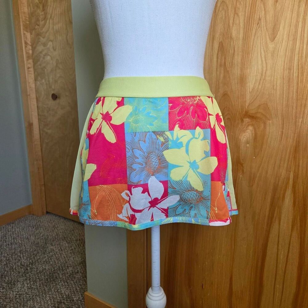 Brooks green and yellow floral mini skirt